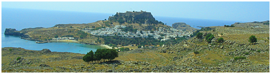 Uitzicht op Lindos, Rhodos
